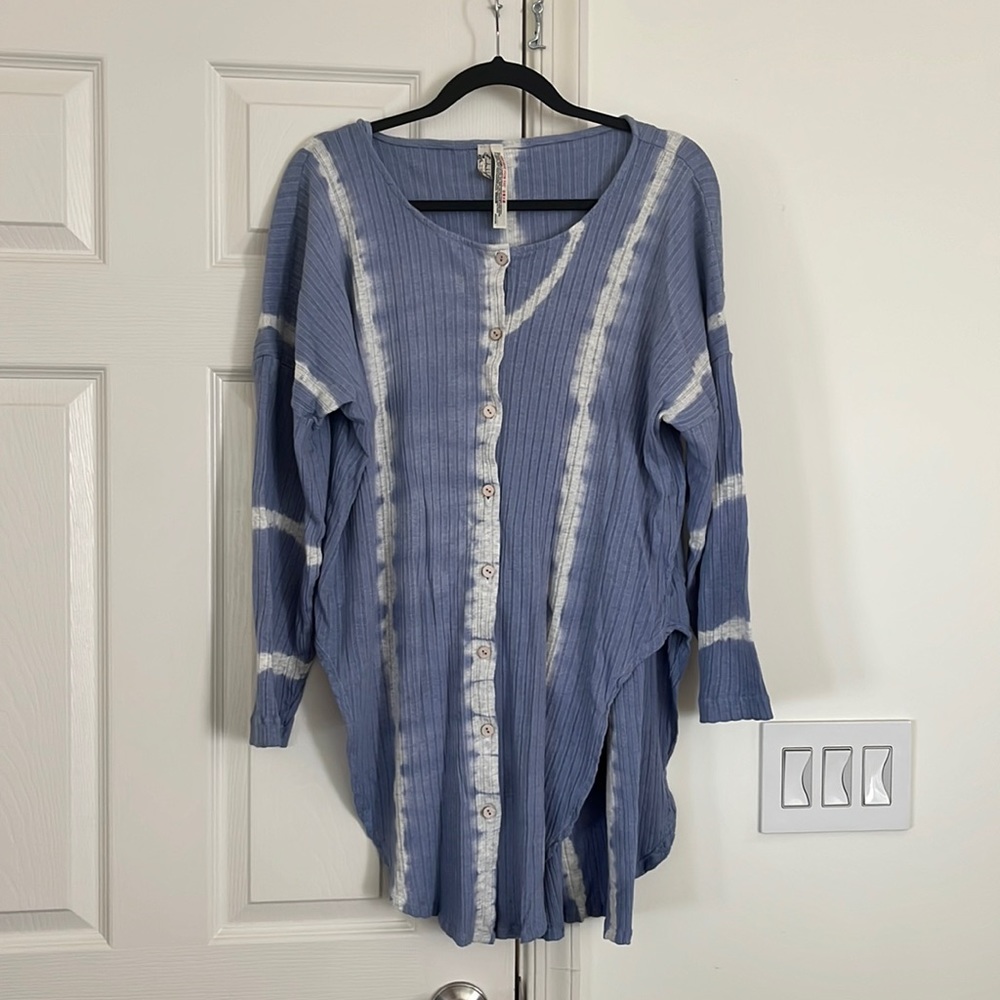 Blue and white Free People Lounge shirt